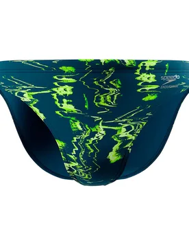 Printed Swimming Brief Mirage Time-Denim Teal 30 Men - Speedo - FashionsVida