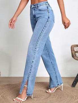 Jeans informales de pierna recta con abertura en el dobladillo 27 - Shein - FashionsVida