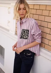 Street One Hemdbluse mit Streifen und Brusttasche female Rosa