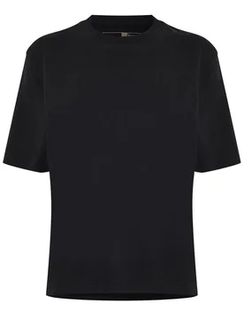 Womens Cropped Crew Neck Relaxed Fit T-Shirt In Black - Size 12 Uk - Timberland - FashionsVida