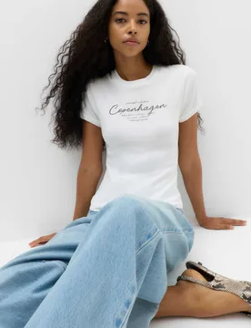 Graphic Pure Cotton Slim Fit T-Shirt Green Mix female - M&S - FashionsVida