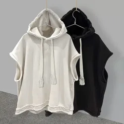 New Summer Men's Solid Color Hooded Sleeveless T Shirt Fashion Trendy Ins Style Casual Versatile Loose Waistcoat Tank Tops
