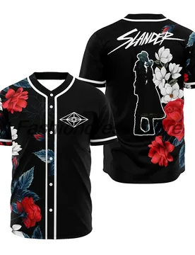 Flowers Slander Jersey Baseball Jacket Shirts EDM Festival Merch V-Neck Short Sleeve Button-up Tee Women Men Streetwear Tops - Aliexpress - FashionsVida