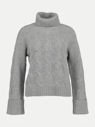 Strickpullover mit Zopfmuster Grau 36