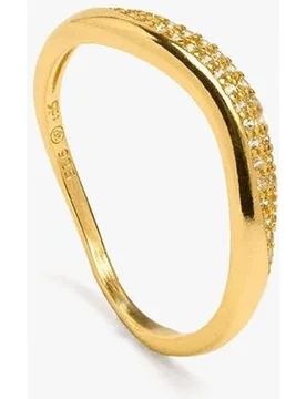 Anillo con circonitas de plata de ley con baño de oro de 18 k - Parfois - FashionsVida