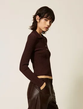 Pull polo côtelé - Actitude by Twinset - FashionsVida