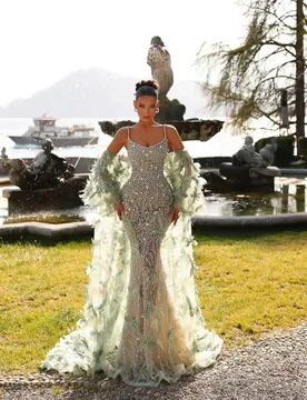 Luxury Mermaid Two-Piece 3D Rhinestone Decal Celebrity Party Evening Dress Sexy Off Shoulder Women's Formal Ball Gown Customized - Aliexpress - FashionsVida