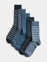 Pack Cool & Fresh Geometric Cotton Rich Socks Blue Mix male