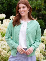 Womens Sandecotes Knit Cardigan Mint - Green - Size Medium