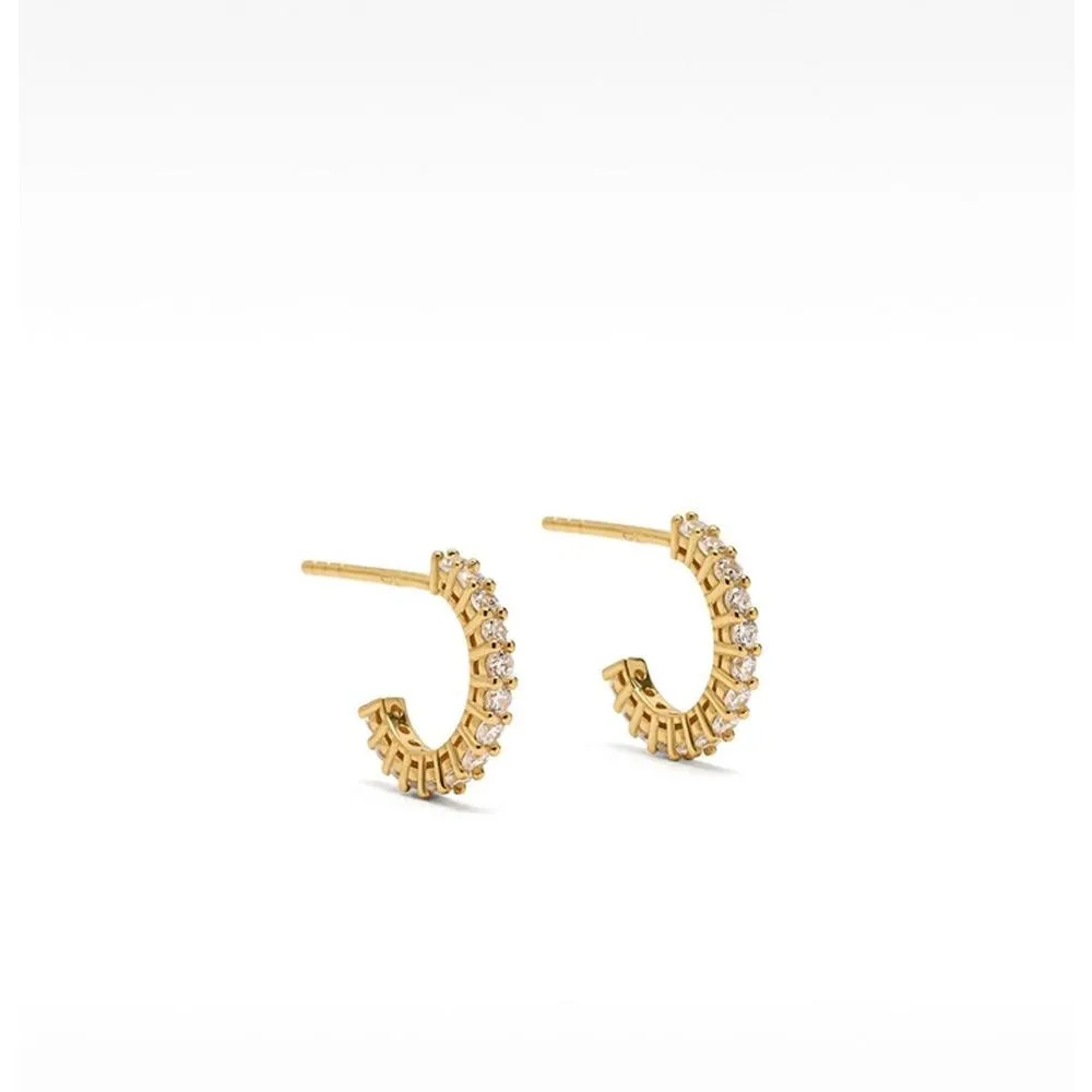 Pendientes de aro de plata de ley abiertos con circonitas - Parfois - FashionsVida