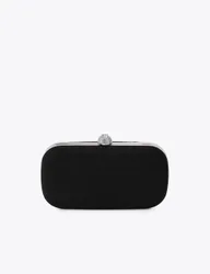 Faux Suede Chain Strap Clutch Bag Black female