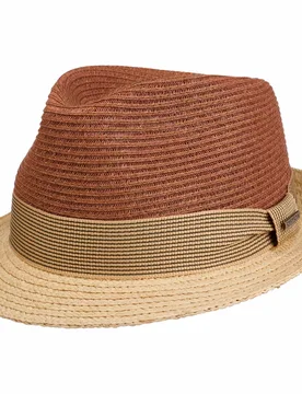 Twotone Toyo Trilby Raffia Hat by - nature-red - Female - Size: M (56-57 cm) - Stetson - FashionsVida