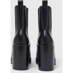 Botines Chelsea de mujer de piel negra con plataforma