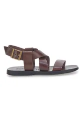 Sandali marroni in vera pelle intrecciati Made in Italy 4412 42