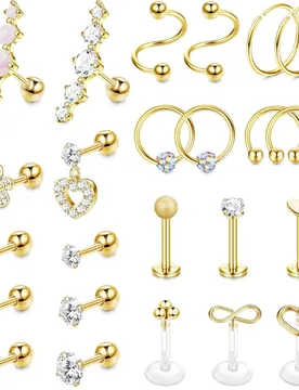 Bobisty 24Pcs 16G Tragus Piercing Jewellery Stainless Steel Cartilage Earrings Nose Septum Ring Labret Lip Conch Hoop Stud Sets - Aliexpress - FashionsVida