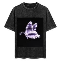 Purple Neon Butterfly T-Shirt Regular Fit Plain Tee Shirt