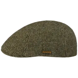 Texas Edenton Wool Flat Cap by - olive - Size: S (54-55 cm)