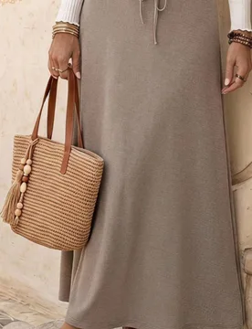 Falda larga casual de unicolor con cinturón para mujer S - Shein - FashionsVida