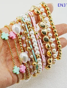VKVVA Boho Beaded Bracelet Pack Gold-plated Pearl Baroque Bead Colorful Cross Charm 13pcs Stackable Layer Women Vacation Jewelry - Aliexpress - FashionsVida