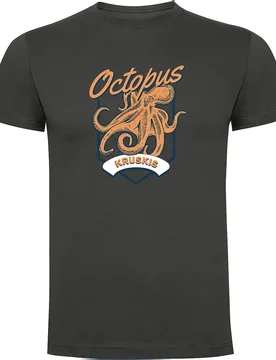 Seafood Octopus Short Sleeve T-shirt Dark Grey M Men - Kruskis - FashionsVida