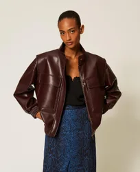 Bomber effet cuir avec poches