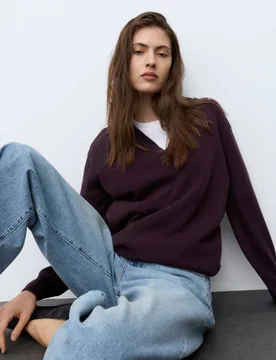 Pure Cashmere Relaxed Fit Knitted Top Dark Aubergine female - Autograph - FashionsVida