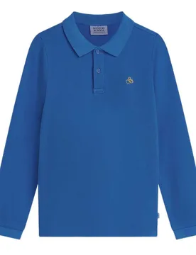 Polo A Maniche Lunghe 18338 Strong Blue 6 Anni - Scotch & Soda - FashionsVida