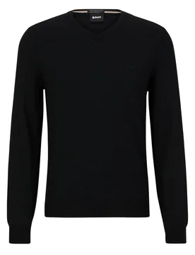 Mens Baram-L V-Neck Knitwear Cotton - Size 2xl - Hugo Boss Black - FashionsVida