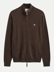 Strickjacke aus Lambswool mit Reißverschluss 280-DK BROWN MELANGE 3XL