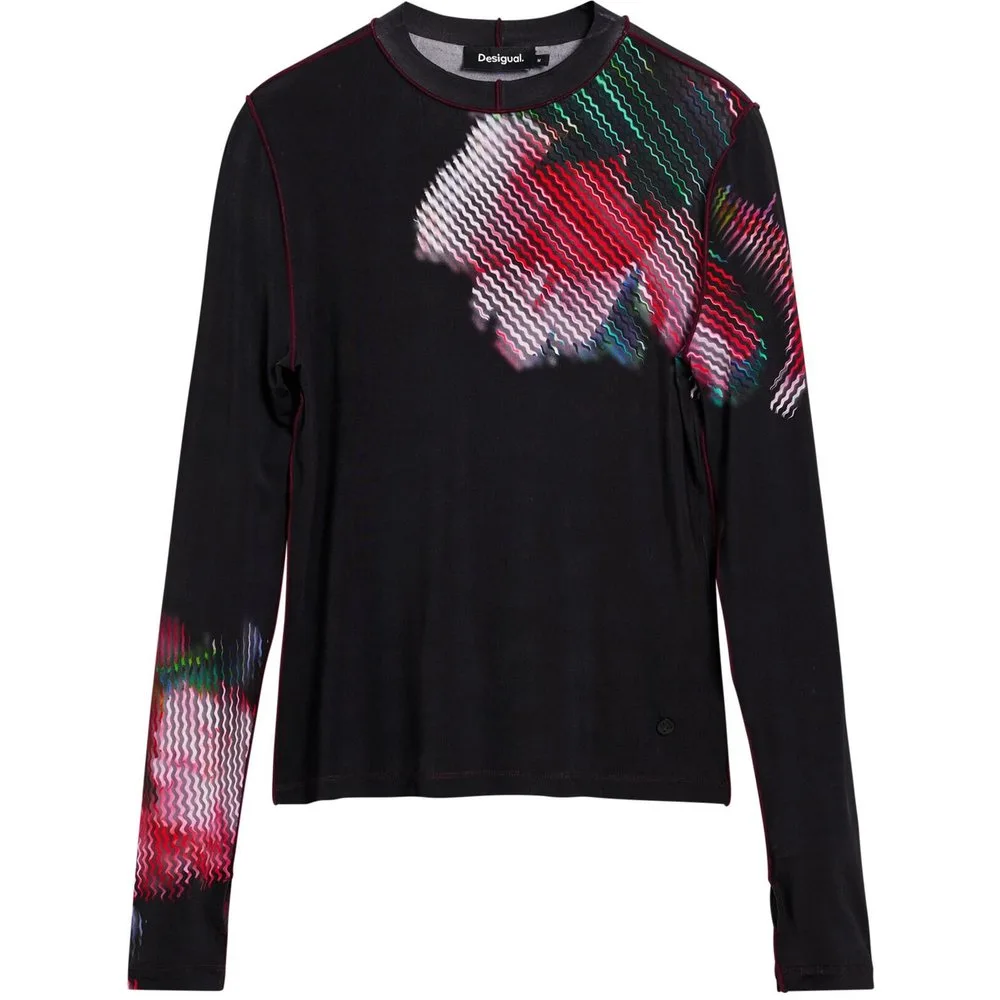 Camiseta de mujer flor pixelada - Desigual - FashionsVida