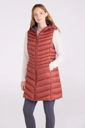 Florence' Womens Long Padded Gilet Water Resistant Jacket Rust Polyamide - Size 8 Uk