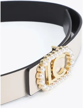 Cinturón reversible hebilla ovalada con perlas - Lola Casademunt - FashionsVida