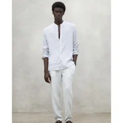 Camisa de hombre de manga larga y cuello mao