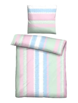 Mikrofaser Bettwäsche Streifen mint, 1x 155x220 cm + 1x 80x80 cm - Castell - FashionsVida