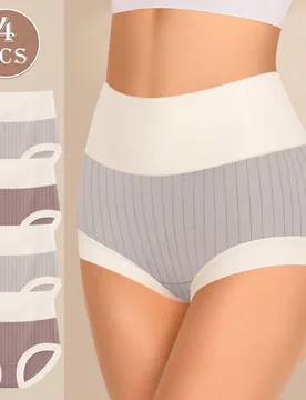Piezas/paquete Ropa interior de algodón suave de cintura alta para mujer XXL - Shein - FashionsVida