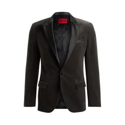 Hugo Mens Regular Fit Solid Patterned Blazer In Medium Grey - Size Small