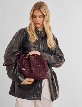 Faux Leather Woven Shoulder Tote Bag Cherry Red female - Katie Loxton - FashionsVida