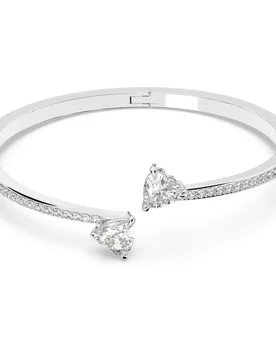 Bracciale rigido Mesmera, Cuore, Bianco, Placcato rodio L - Swarovski - FashionsVida