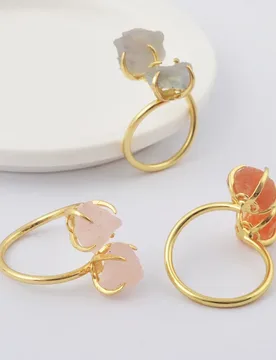 BOROSA Freeform Quartz Claw Ring Irregularities Natural Stone for Women Fashion Drusy Gems Golden Plated Jewelry Party Rings - Aliexpress - FashionsVida