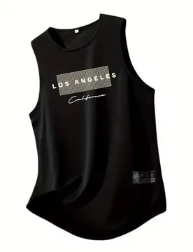 Men's summer casual sports loose Los Angeles letter pattern printed comfortable and breathable round neck sleeveless men's vest - Aliexpress - FashionsVida