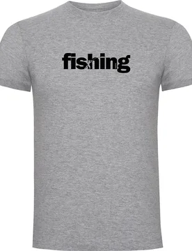 Word Fishing Short Sleeve T-shirt Heather Grey XL Men - Kruskis - FashionsVida