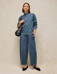 Pure Cotton Barrel Leg Joggers Blue female