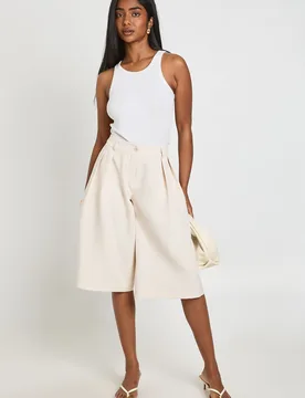Womens Tailored Bermuda Shorts - Cream - Size 10 Uk - Boohoo - FashionsVida