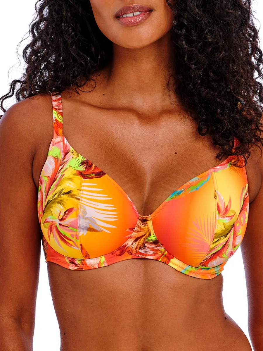 Womens Miami Sunset Plunge Bikini Top - Orange Polyamide - Size 30ff - Freya - FashionsVida