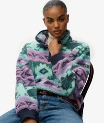 Superdry Damen Bedruckter Superweicher Teddyfleece Henley Pullover, Marineblau & Grün, Größe: 44