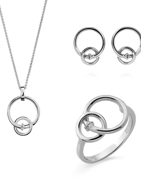 Antoine' Womens 925 Sterling Silver Set: Necklace + Earrings + Ring - Set-7503 - Size N - Orphelia - FashionsVida