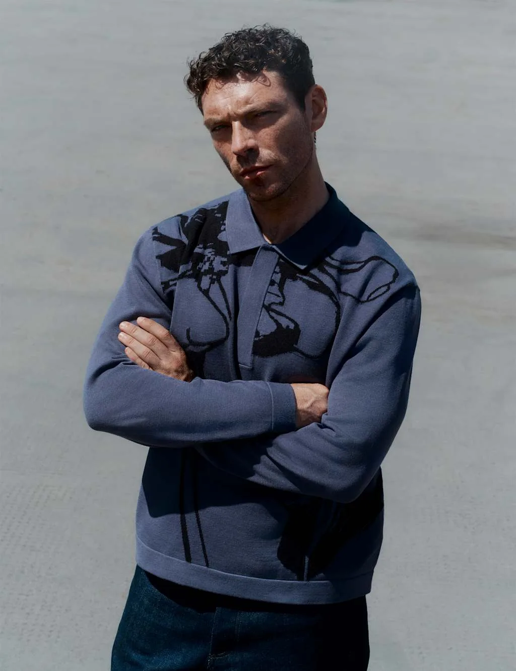 Concealed Placket Exploded Floral Polo Nightshade male - Autograph - FashionsVida