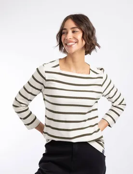 Women's Saffira Cotton Jersey Stripe Top in Light Green Size: 20 - Light Green - Size: 20 - Weird Fish - FashionsVida