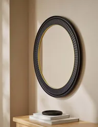 Classic Carved Round Mirror Black