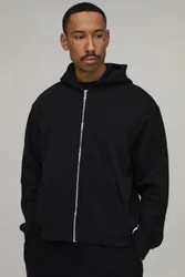 Herren Basic Oversized Boxy Zip-Hoodie Sweatshirt Black Größe XL